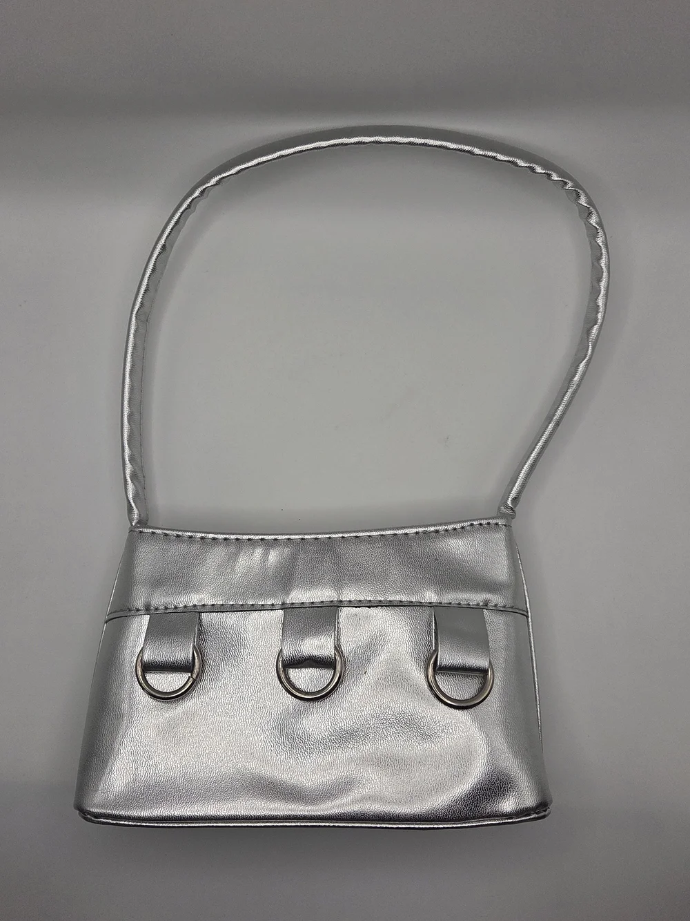 Silver Metallic Shoulder Bag - Sleek Women's Handbag